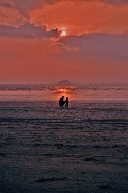 Sunset at Weston-super- Mare beach