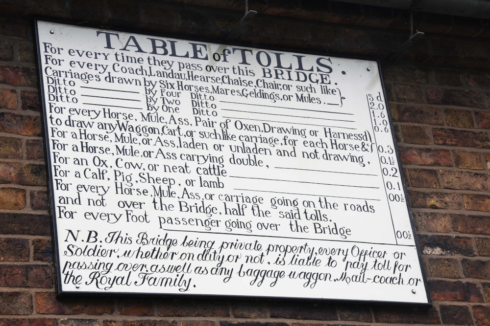 Toll charges for the Iron Bridge
