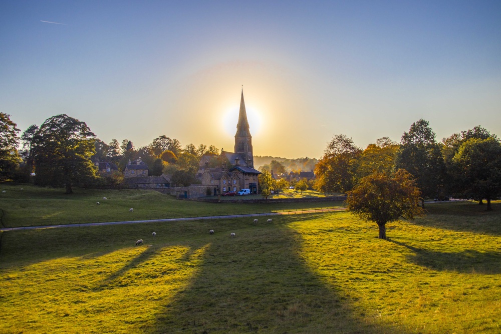 Edensor Church at sunset