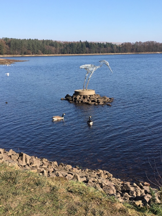 Heron sculpture On Entwistle Reservoir,  Lancashire
