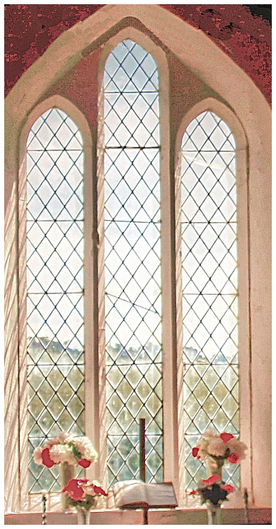 St Peters Church window, Trentishoe, North devon