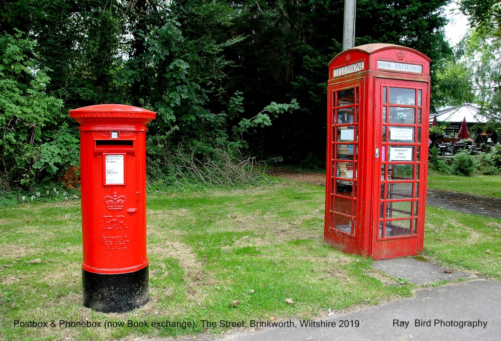 Postbox & Phonebox (now Book exchange), The Street/B4042, Brinkworth, Wiltshire 2019