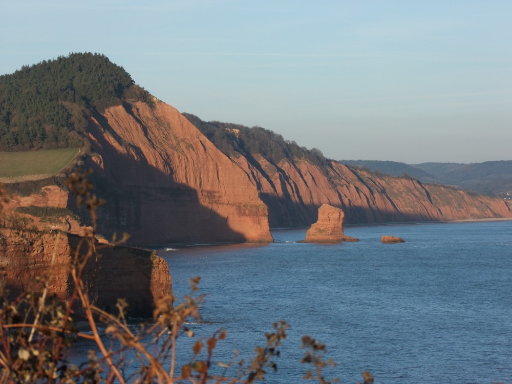 Red cliffs of Ladram Bay