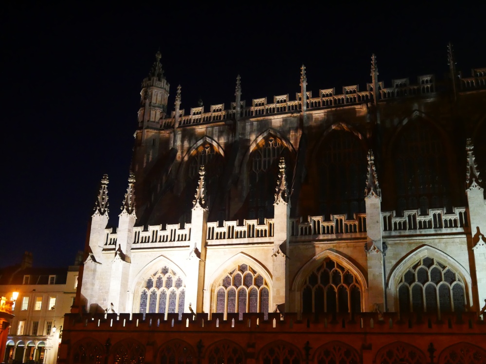 Bath Abbey at night (1), in the city of Bath