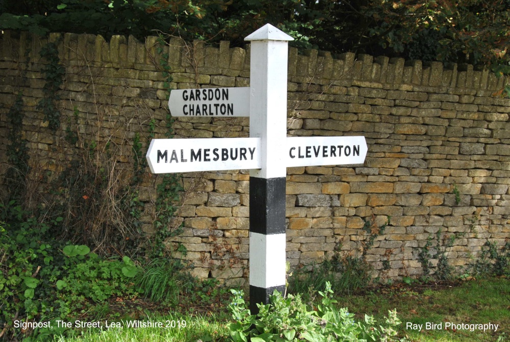 Photograph of Signpost, The Street, Lea, Wiltshire 2019