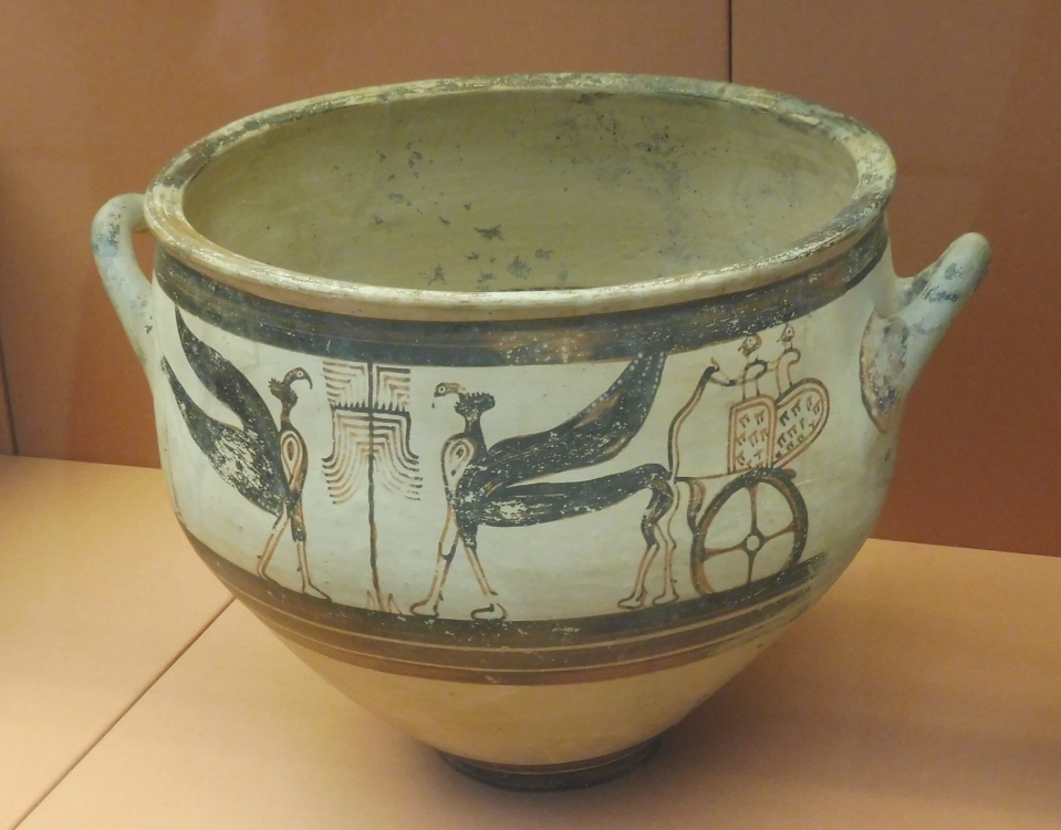 Mycenaean Bowl with Chariot Pulled by a Sphinx