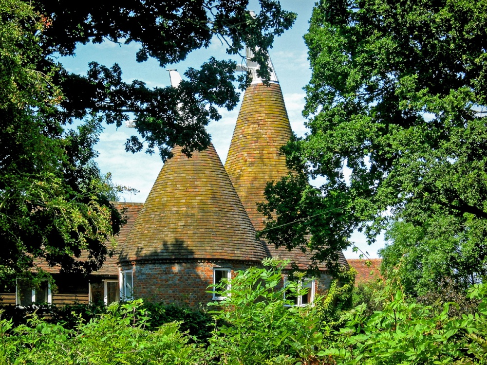 Restored oast houses