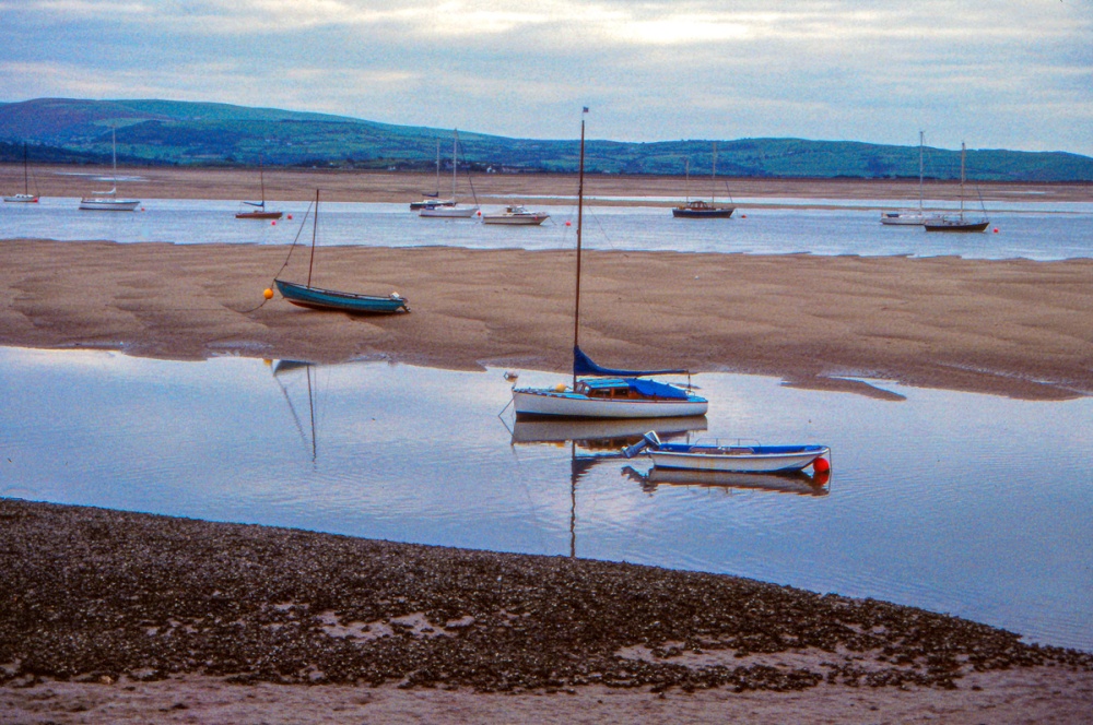 Boats moored on the Dyfi Estuary