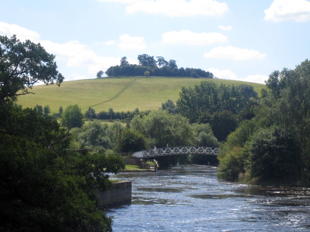 Photograph of The River Thames at Little Wittenham with Little Wittenham Bridge and Wittenham Clumps in the background