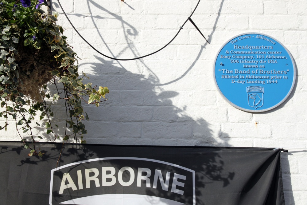 Commemorative plaque to 'The Band of Brothers' on The Crown at Aldbourne