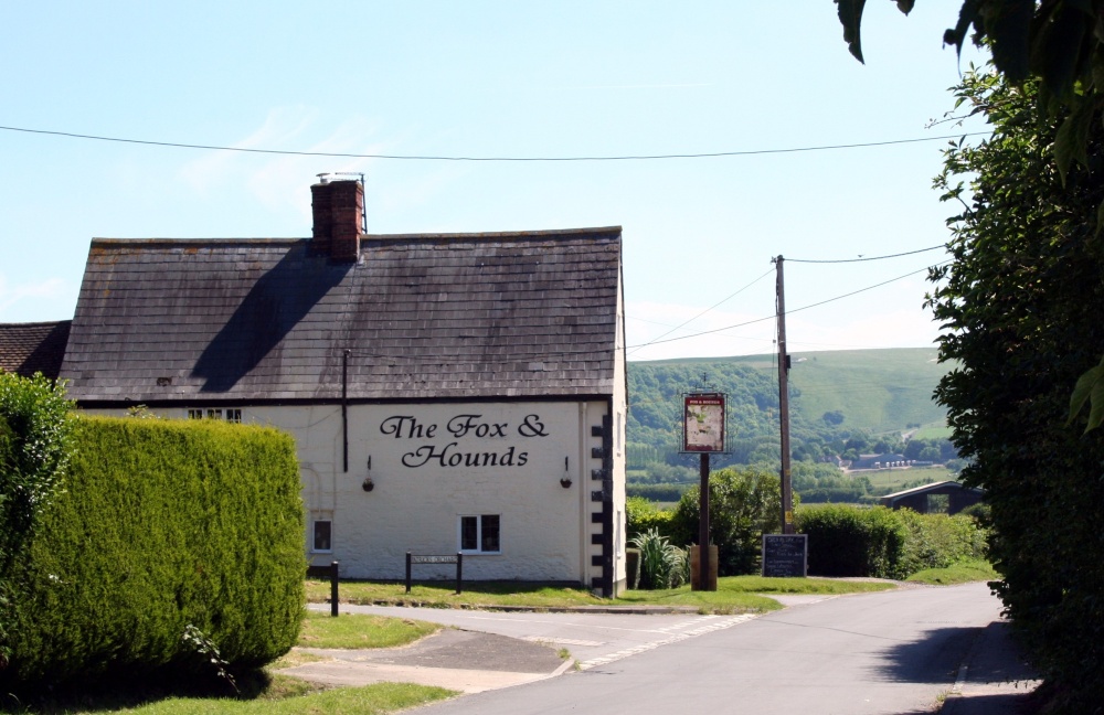 Views of the downs from the village of Uffington. The well-known white horse can just be made out on the hillside.
