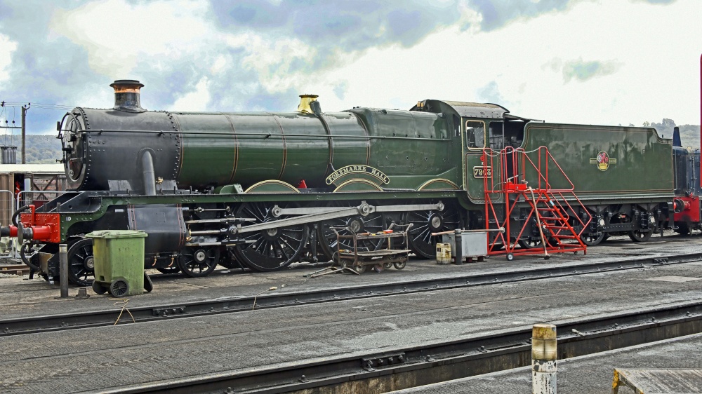 Steam locomotive 7903 at Toddington Works