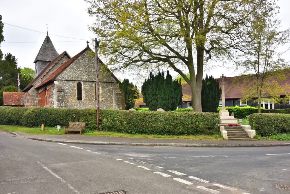 The Church and War Memorial at the Top of Ripley Road, East Clandon