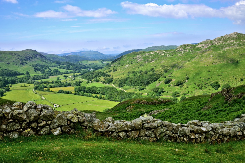 Looking Over a Drystone Wall Across Eskdale to Muncaster Fell in the Lake District