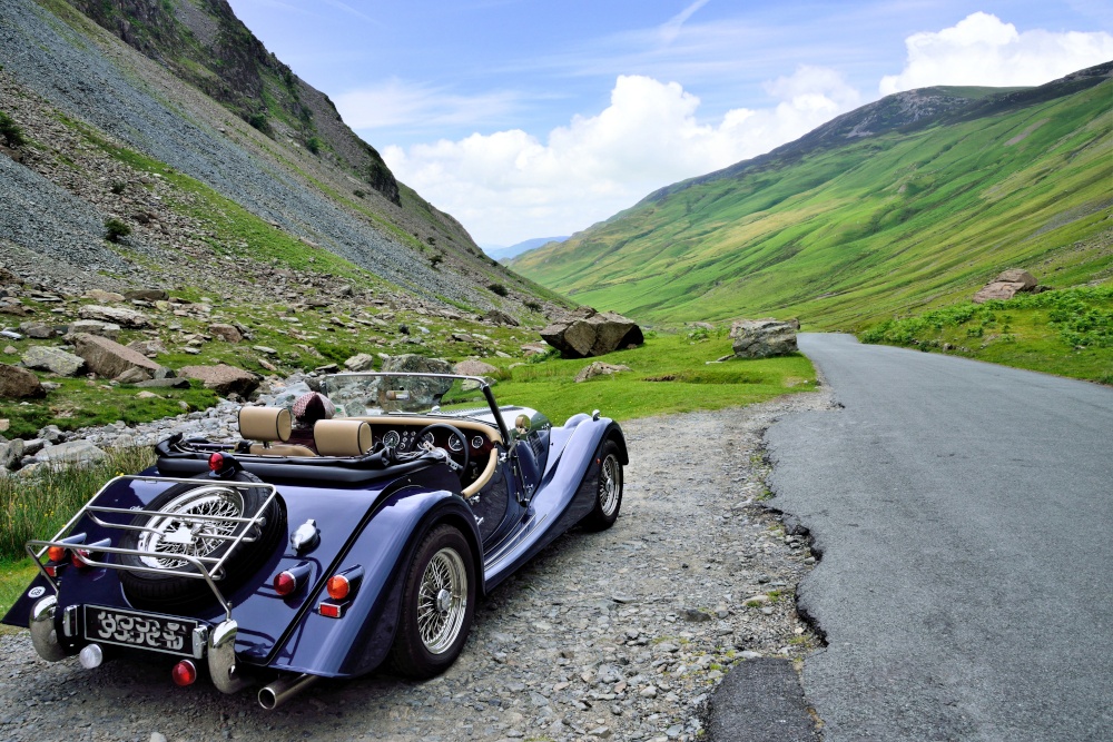Classic Morgan on the Honister Pass photo by Alan Whitehead
