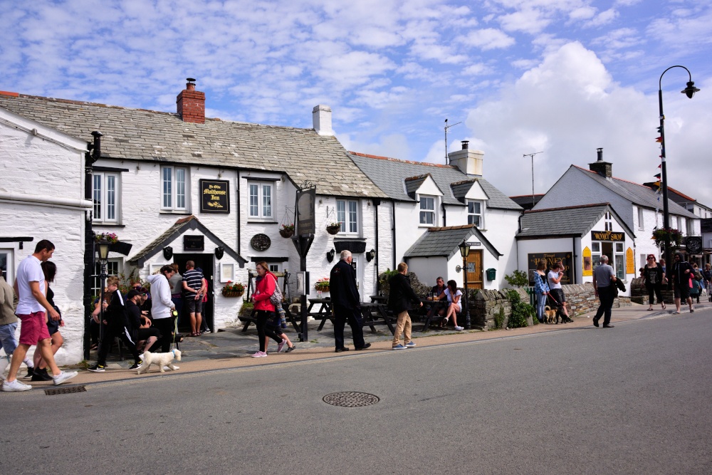 Tintagel's Fore Street with Ye Olde Malthouse Inn