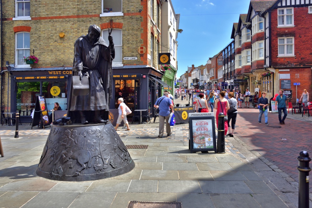 Chaucer Figure by Samantha Holland in Canterbury High Street