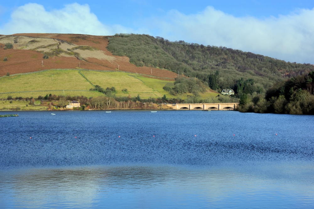 View North Across Ladybower with the Ashopton Road Bridge