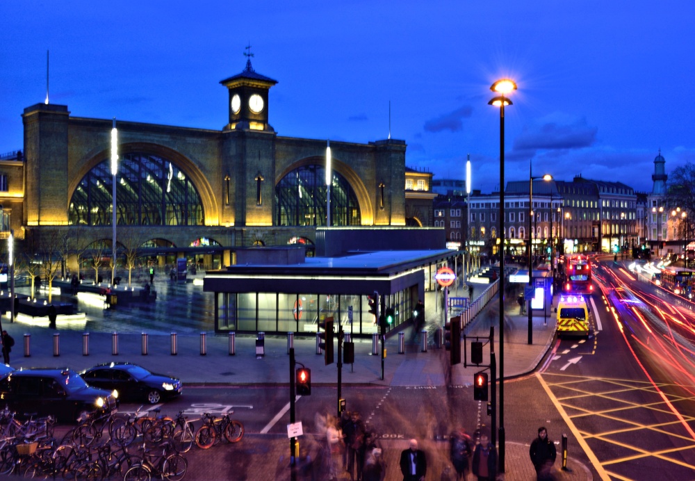 Evening View of King's Cross Station from Euston Road