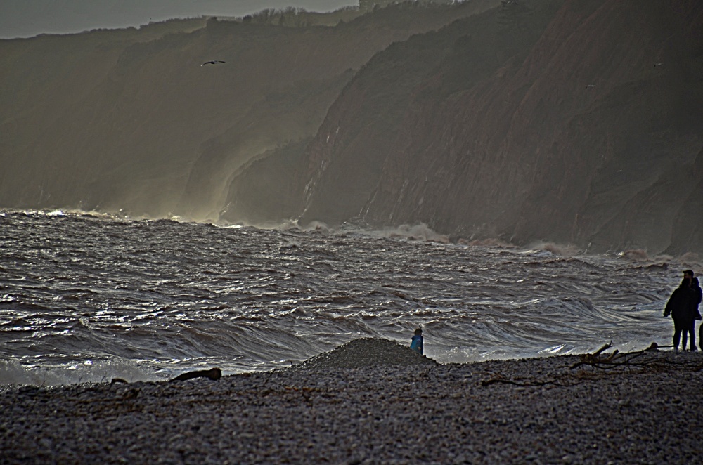 A rough sea at Budleigh beach