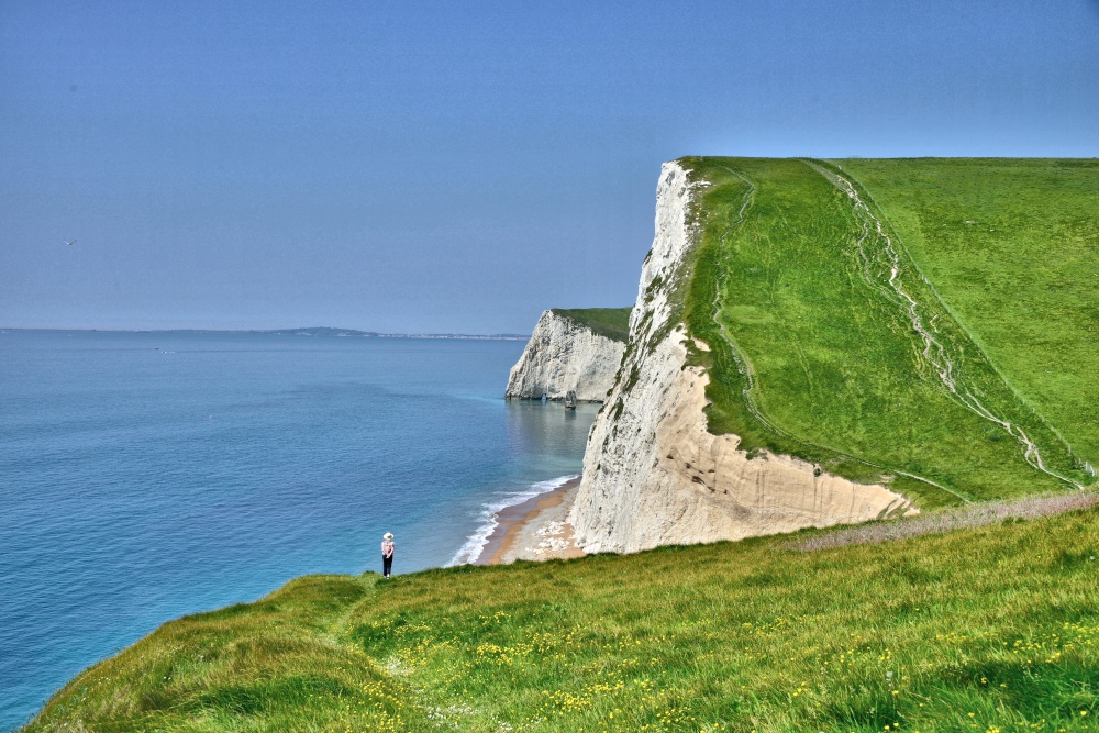 Viewing the Cliffs at Durdle Door, Dorset, England