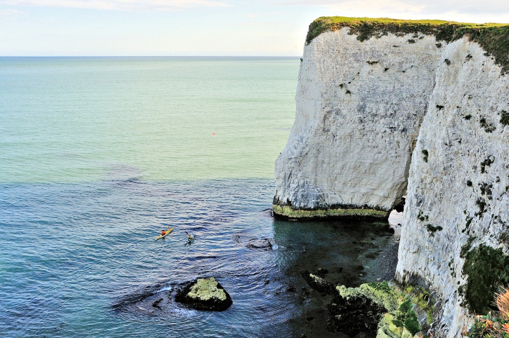 Kayaks at Old Harry Rocks, Studland