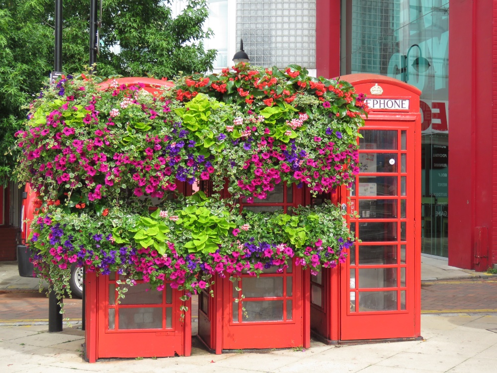 Photograph of old telephone boxes in uxbridge