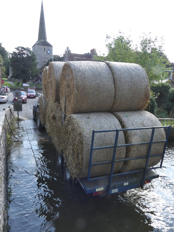 Bails of Hay Crossing the Ford at Eynsford