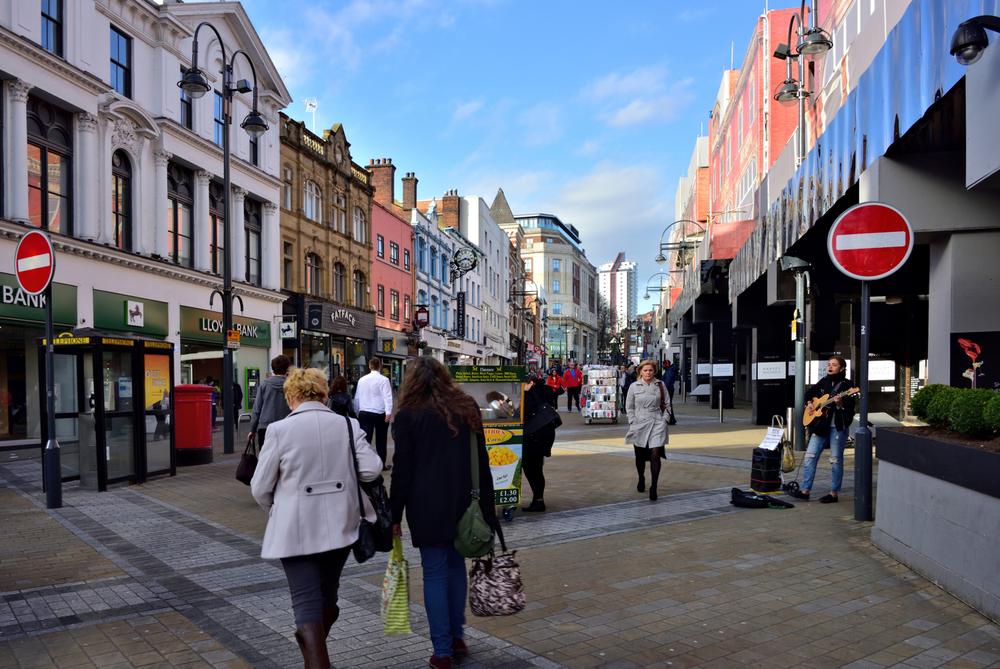 View Up Briggate Pedestrian Zone, Leeds
