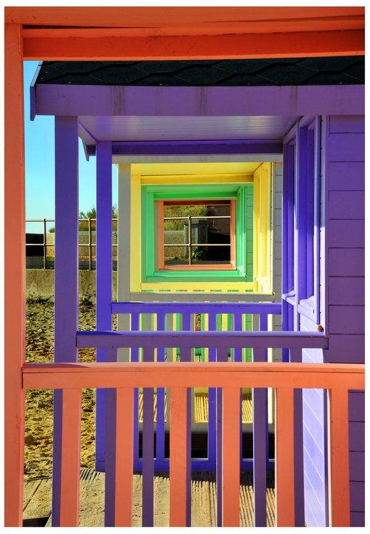Colourful beach huts