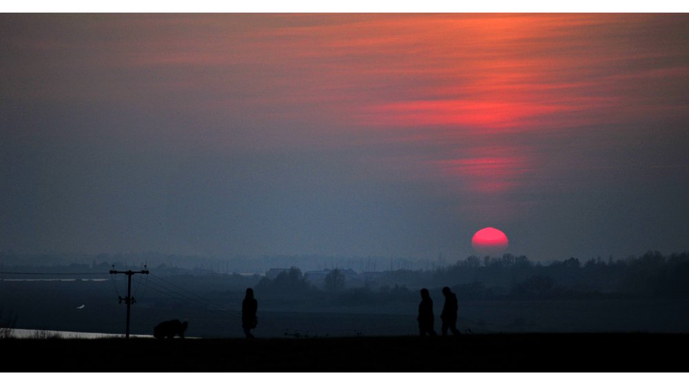 Photograph of Sunset dog walkers