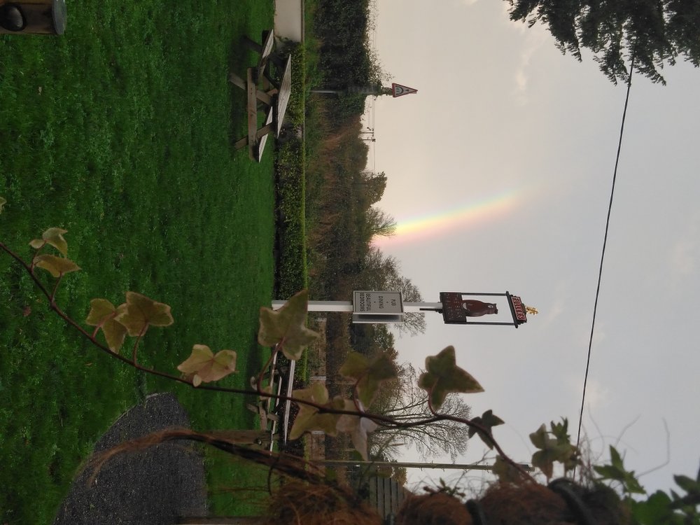 Wonderful rainbow outside pub near Christchurch