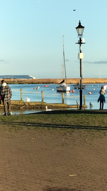 Looking towards the Needles, Isle of Wight from Christchurch quay